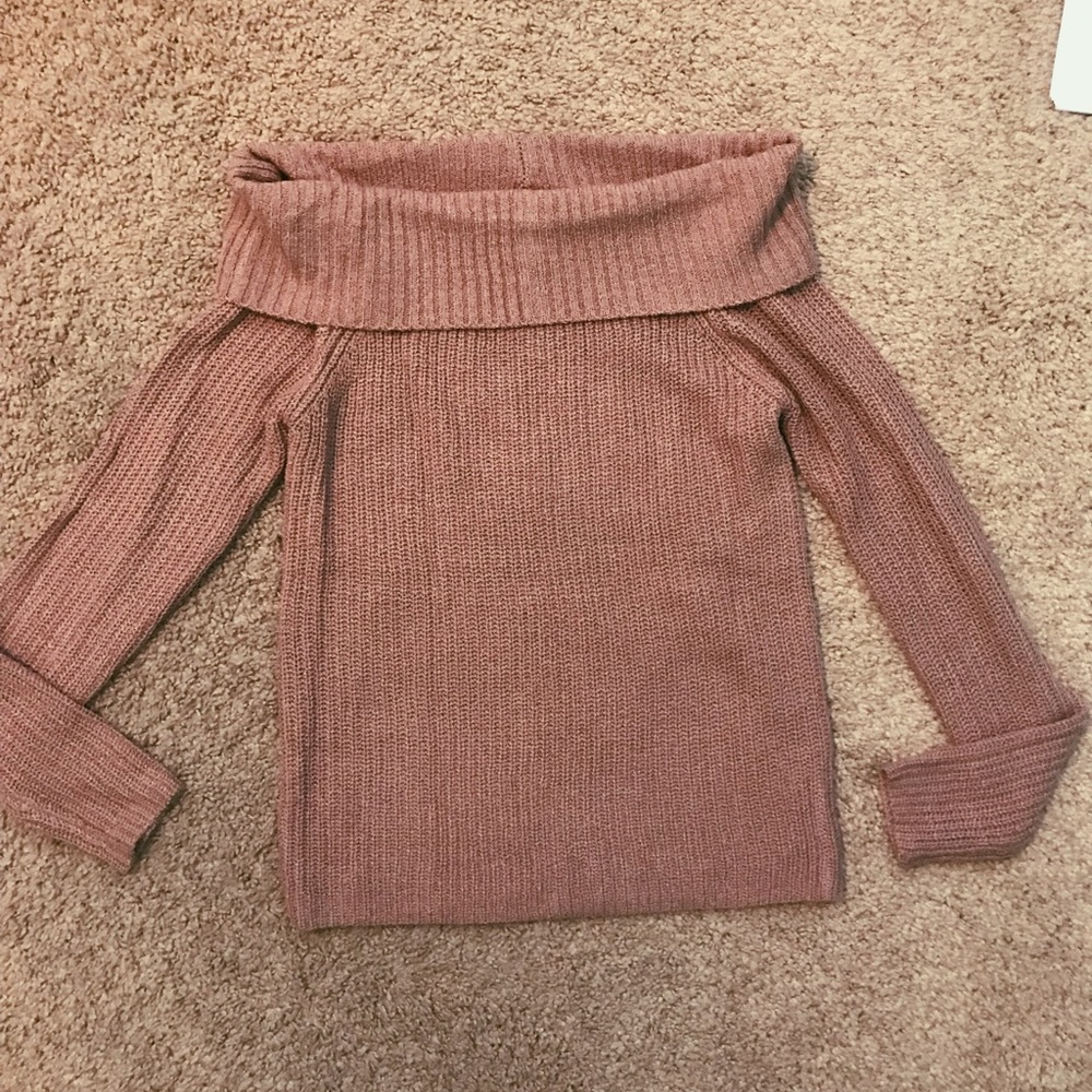 off the shoulder blush sweater
